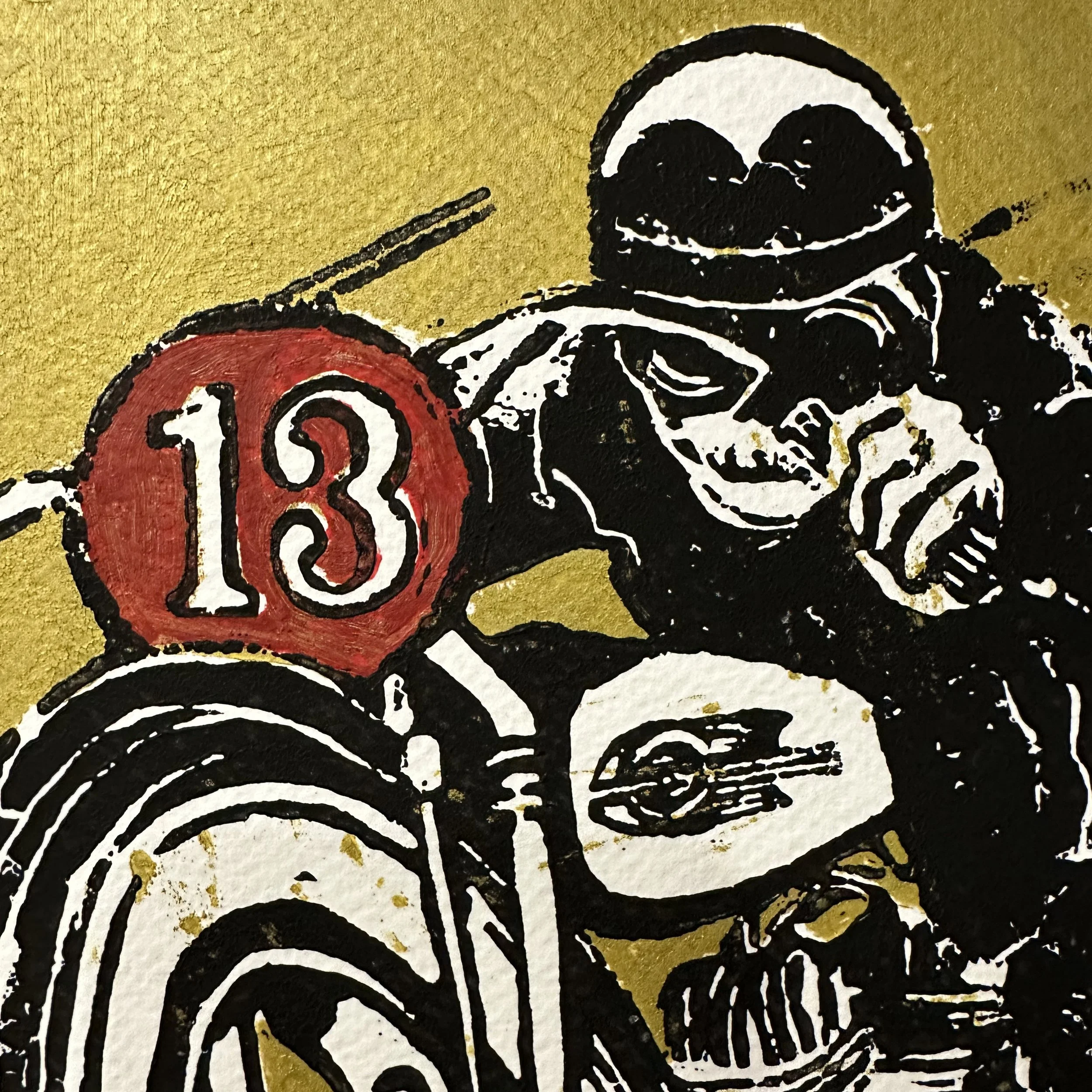 lucky 13 gold lino print — CONRAD LEACH